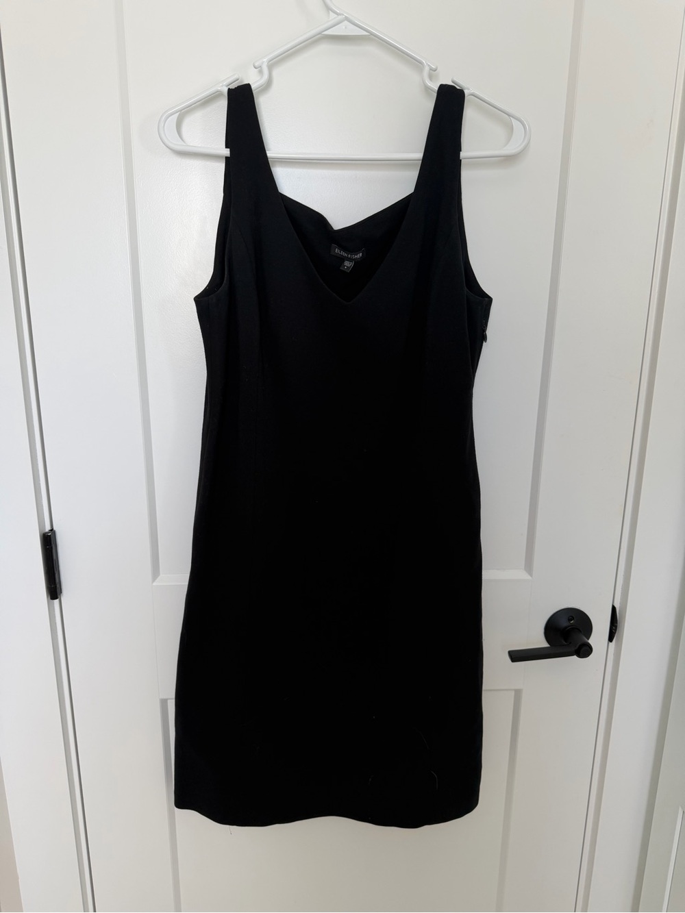 Eileen Fisher Black V-Neck Sleeveless Mini Dress